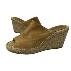 Soludos Mule Women’s open toe wedge espadrilles‎  Slip on Cream Size US 7
